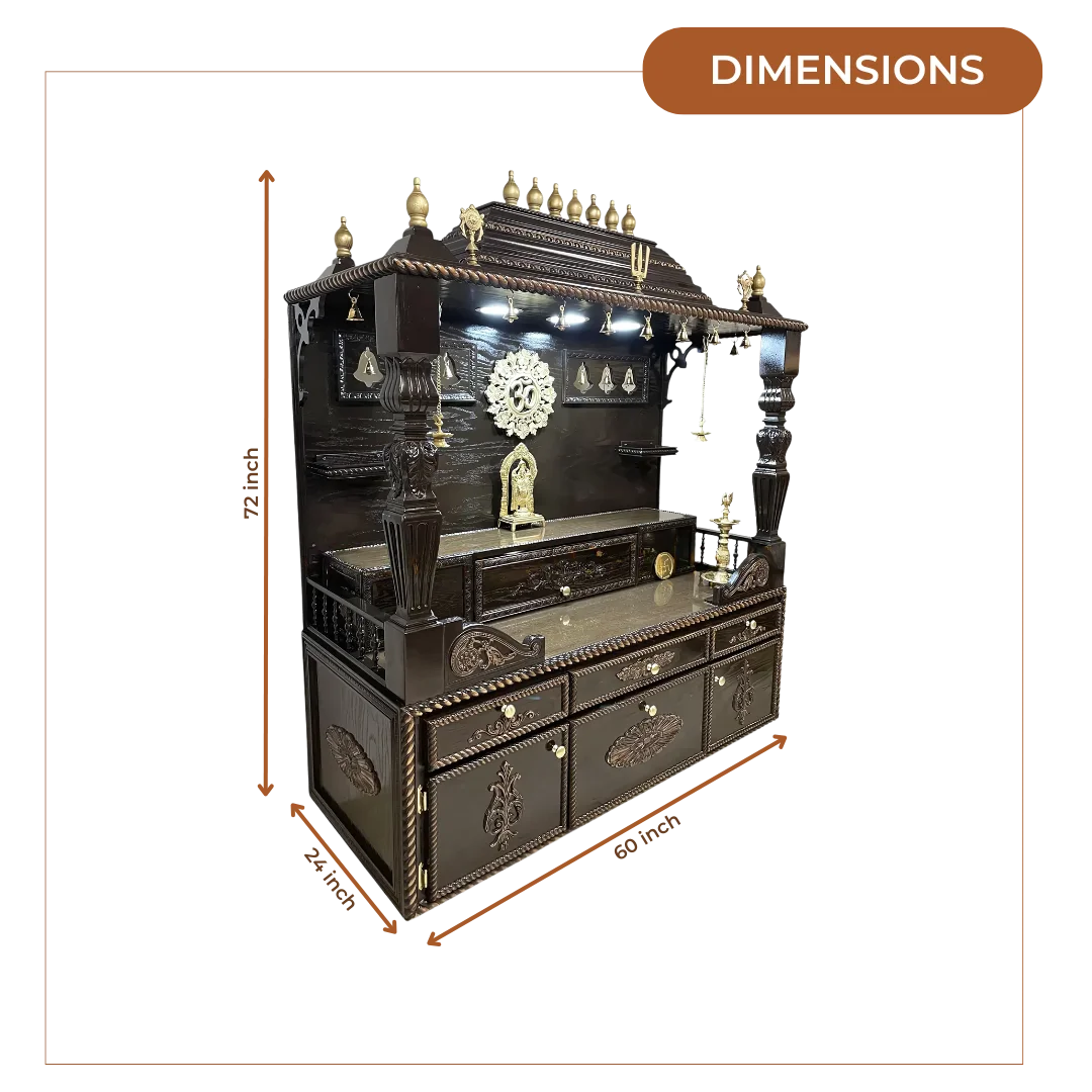 Shvetam Teak Wood Mandap (Choco Brown) dimensions