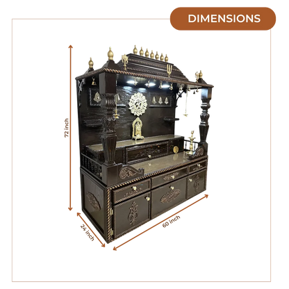 Shvetam Teak Wood Mandap (Choco Brown) dimensions