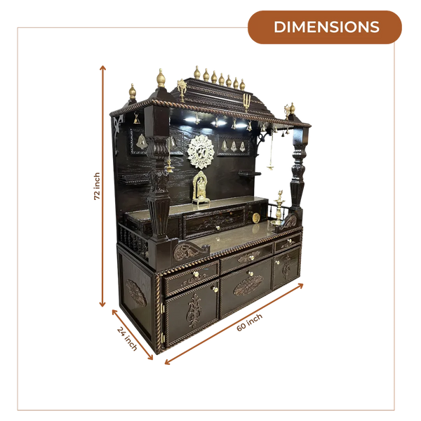 Shvetam Teak Wood Mandap (Choco Brown) dimensions