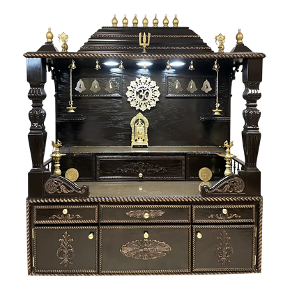 Shvetam Teak Wood Mandap (Choco Brown) front view