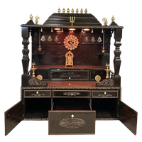 Shvetam Teak Wood Mandap (Choco Brown) open door view