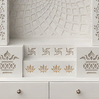 Shvetara Wooden Corian Mandir (White) close view 