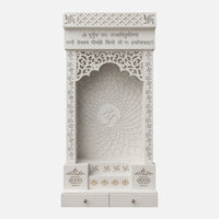 Shvetara Wooden Corian Mandir (White) front view