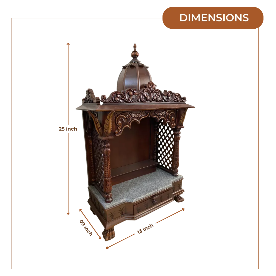 Siddhant Teak Wood Mandir (Brown) dimensions