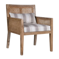 Side Angle of Coastal Teak Wood Lounge Chair (Antique white)