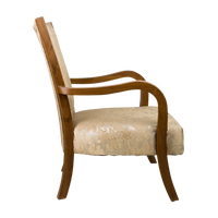 Velencia Teak Wood Fabric Upholstered Arm Chairs (Teak Gold) Side Angle