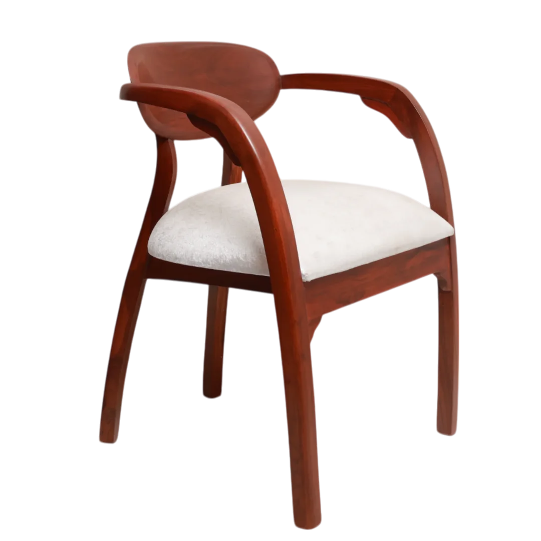 Side Angle of Abetos Teak Wood Arm Chairs (Brown Silver)