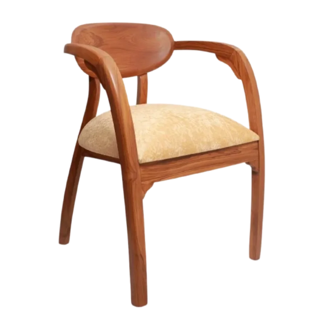 Side Angle of Abetos Teak Wood Arm Chairs (Teak Beige)