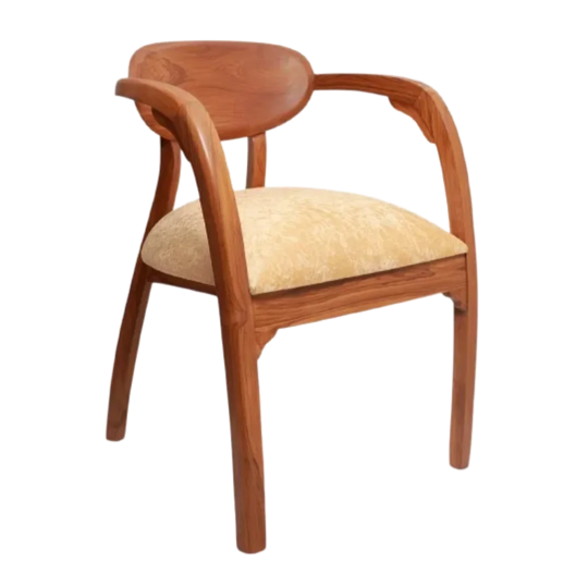 Side Angle of Abetos Teak Wood Arm Chairs (Teak Beige)