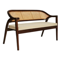 Side Angel of Arbor Solid Wood Love Sofa (Brown Beige)