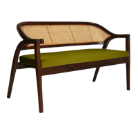 Side Angle of Arbor Solid Wood Love Sofa (Brown Green)