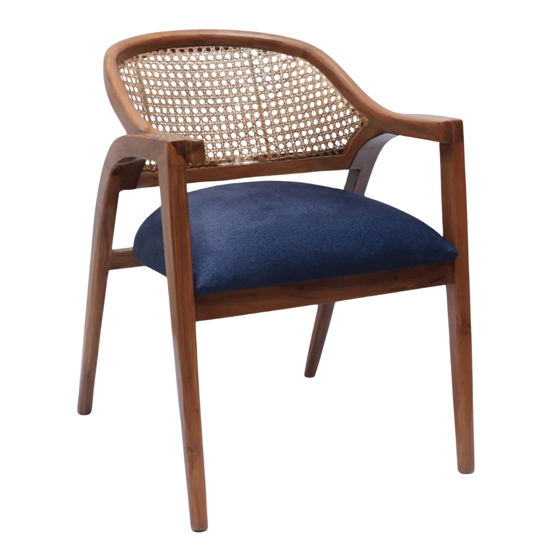 Side Angle of Arbor Teak Wood Arm Chairs (Teak Blue)