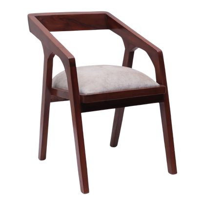 Side Angle of Aristo Teak Wood Arm Chairs (Brown Beige)