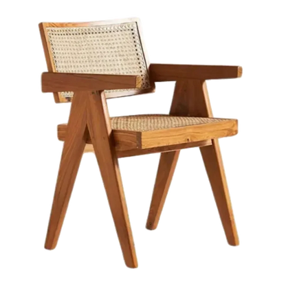 Side Angle of Avira Teak Wood Cane Chairs (Natural)
