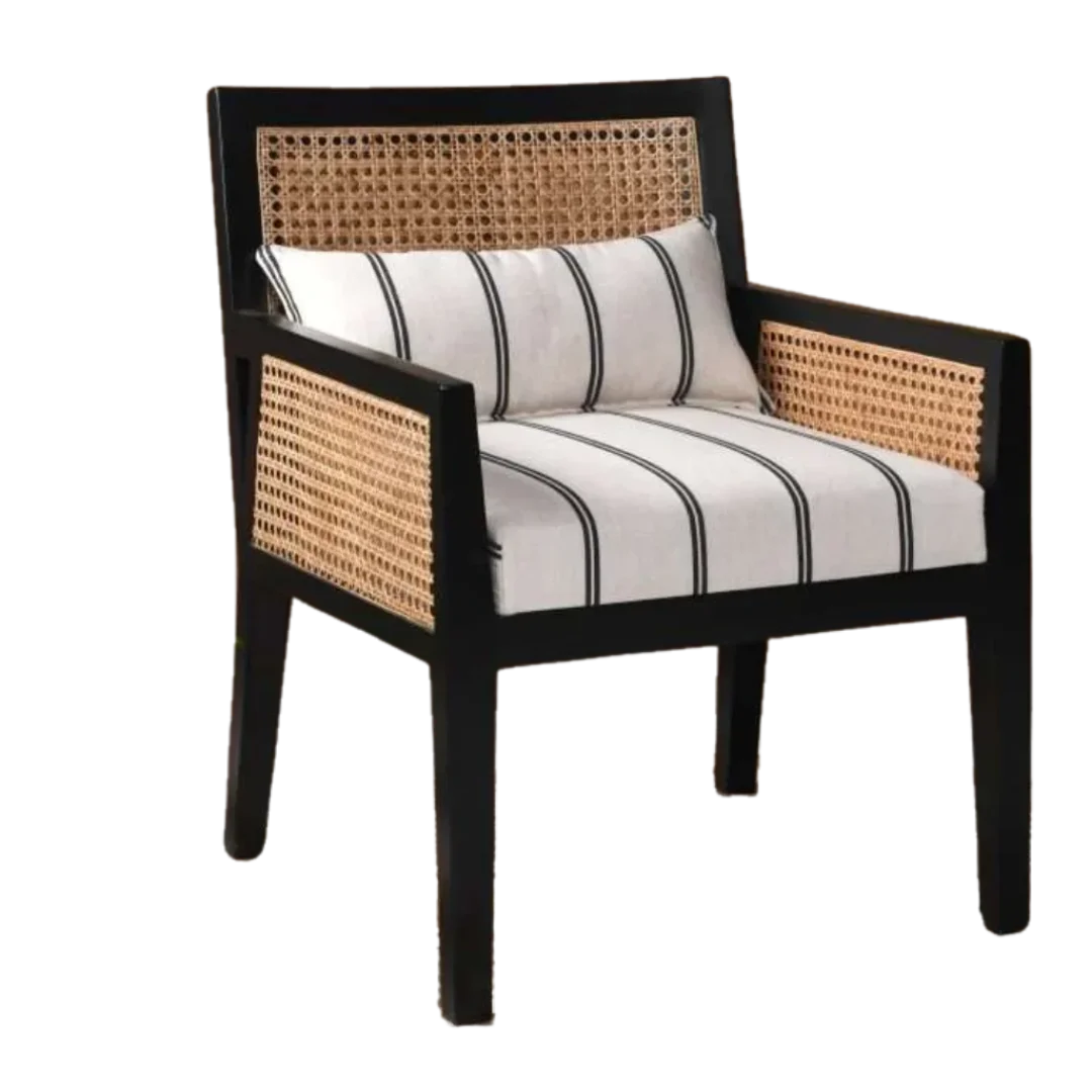 Side Angle of Coastal Teak Wood Lounge Chair (Black)