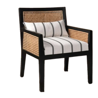 Side Angle of Coastal Teak Wood Lounge Chair (Black)