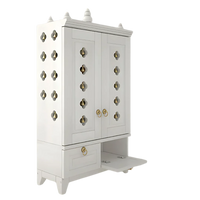 Eshvara Teak Wood Pooja Mandap with Door(White) Side Angle