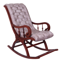 Side Angle of Kairo Teak Wood Fabric Rocking Chair (Brown Slate)
