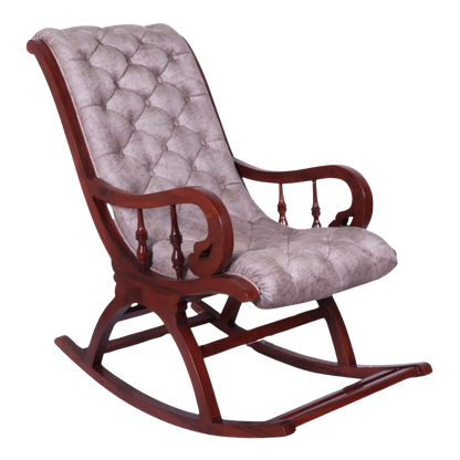 Side Angle of Kairo Teak Wood Fabric Rocking Chair (Brown Slate)