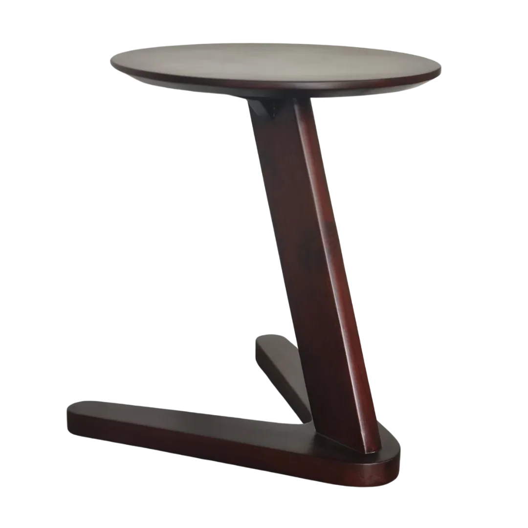 Orbit Curve Teak Wood Side Table Brown