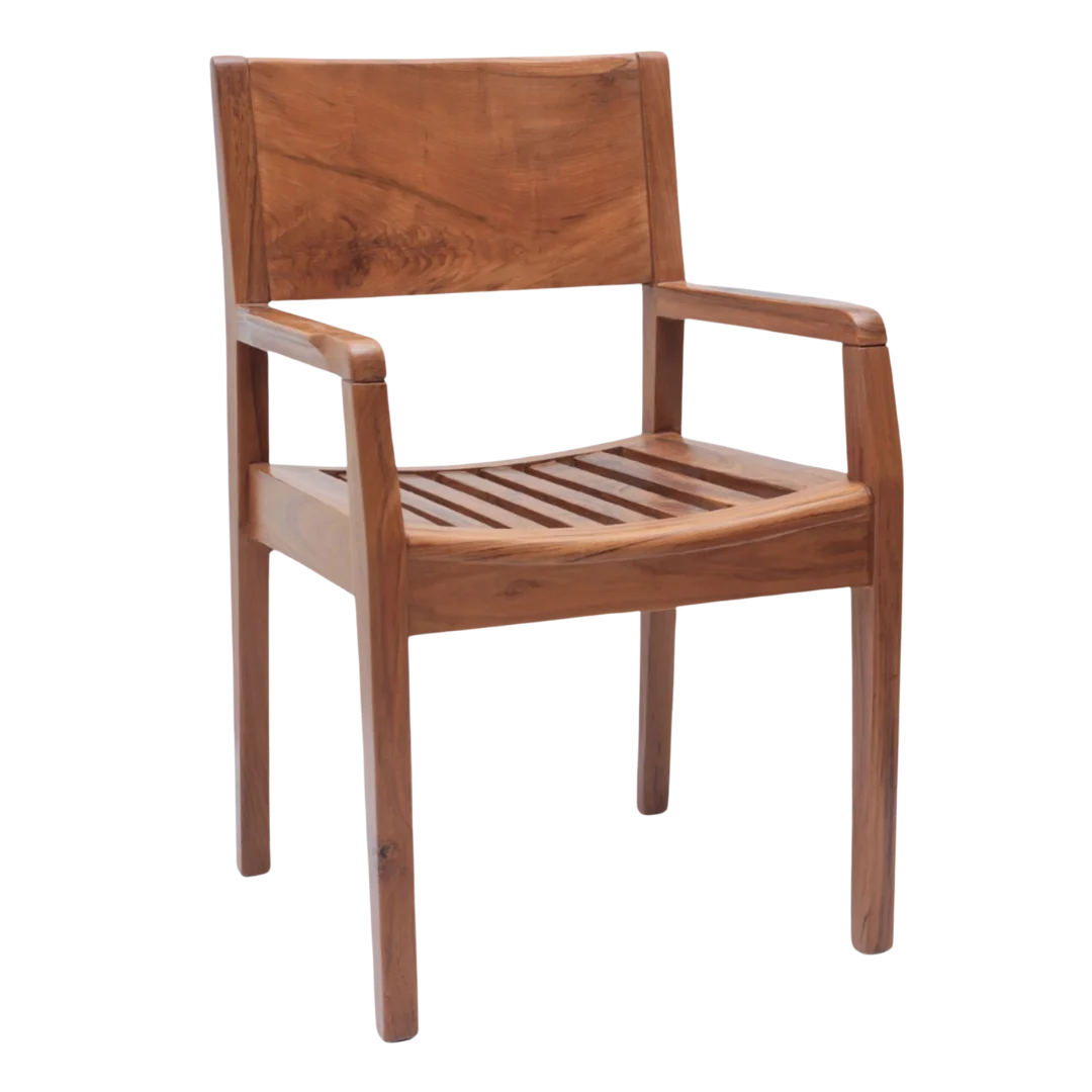 Side Angle of Raviso Teak Wood Bedroom Chairs (Teak)