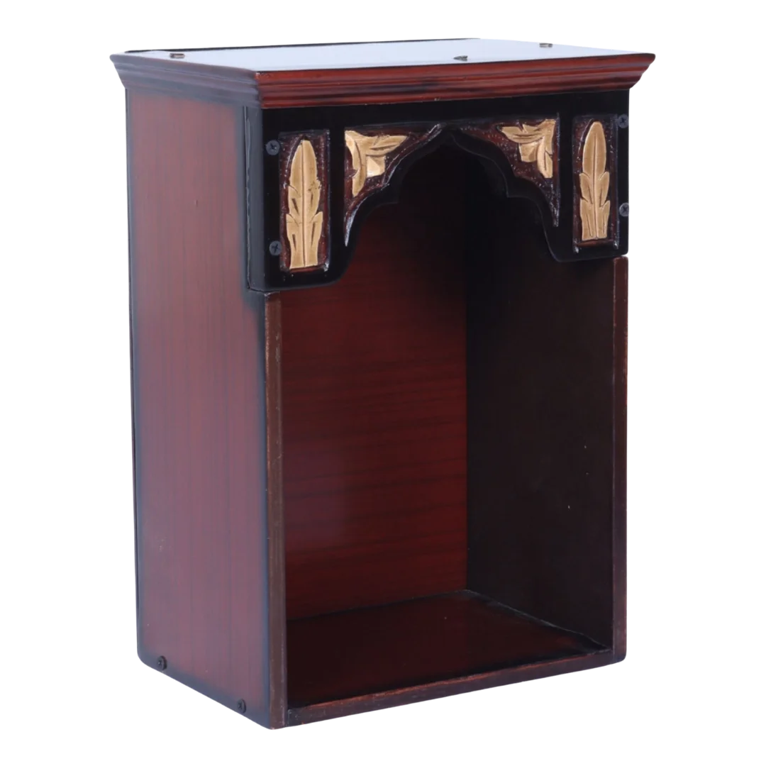 Side Angel of Sattva Teak Wood Pooja Mandir (Brown Gold)