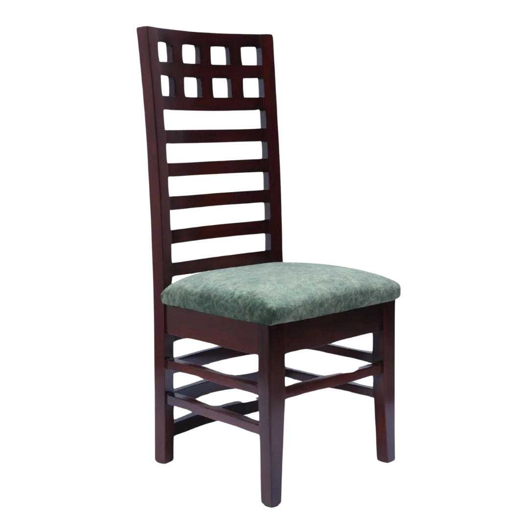 Side Angle of Stride Teak Wood Dining Chair (Brown Green)