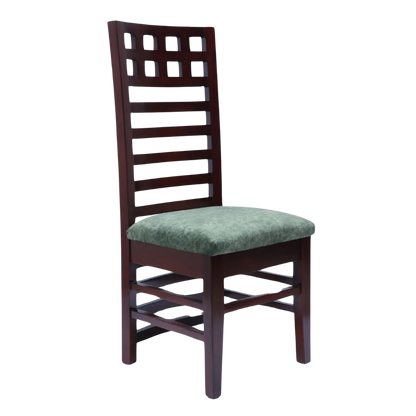 Side Angle of Stride Teak Wood Dining Chair (Brown Green)