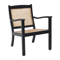 Side Angle of Terra Teak Wood Cane Chair (Black)
