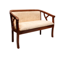 Side Angle of Verior Solid Wood Love Sofa (Teak Beige)