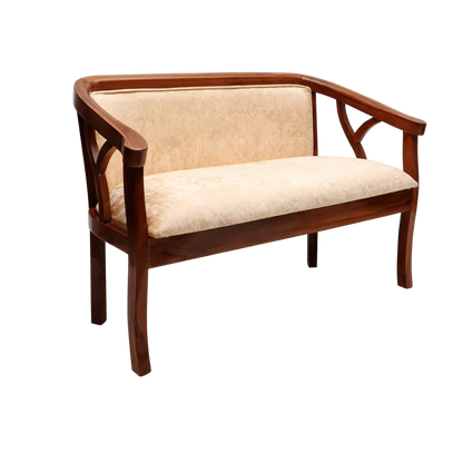 Side Angle of Verior Solid Wood Love Sofa (Teak Beige)