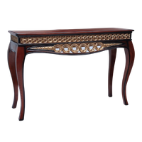 Side Angle of Vortex Solid Wood Console Table (Brown Gold)
