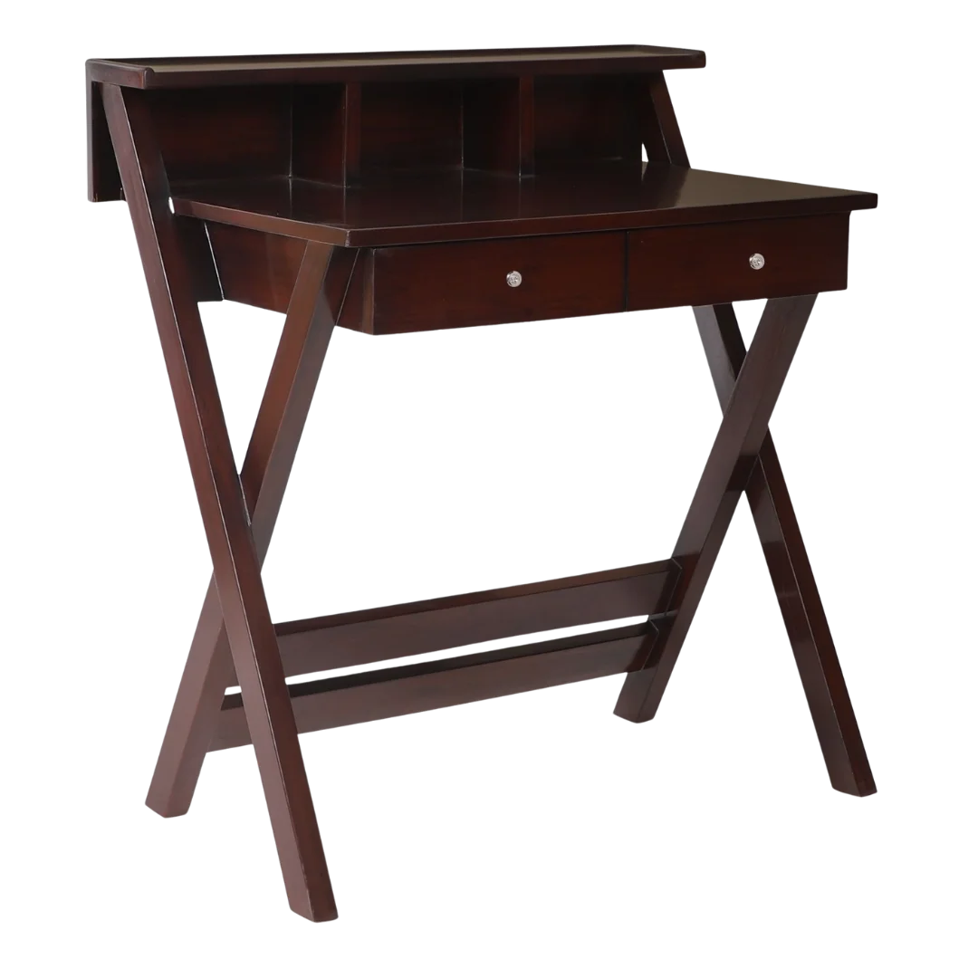 Side Angle of Wisdom Solid Wood Writing Table (Brown)