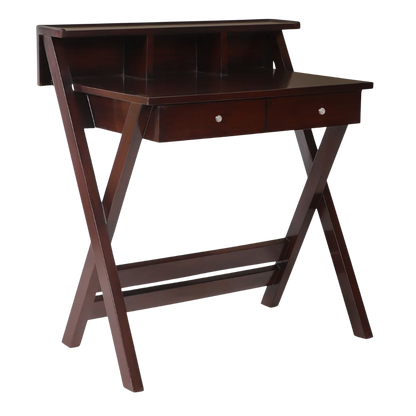 Side Angle of Wisdom Solid Wood Writing Table (Brown)
