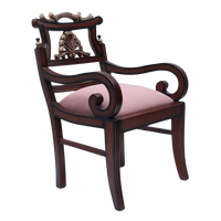 Side Angle of Zorano Teak Wood Arm Chairs (Brown Pink)