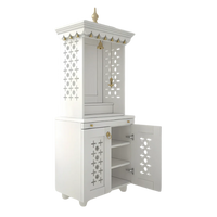 Side View Image of Rudralaya Teak Wood Pooja Mandap without Door (White)