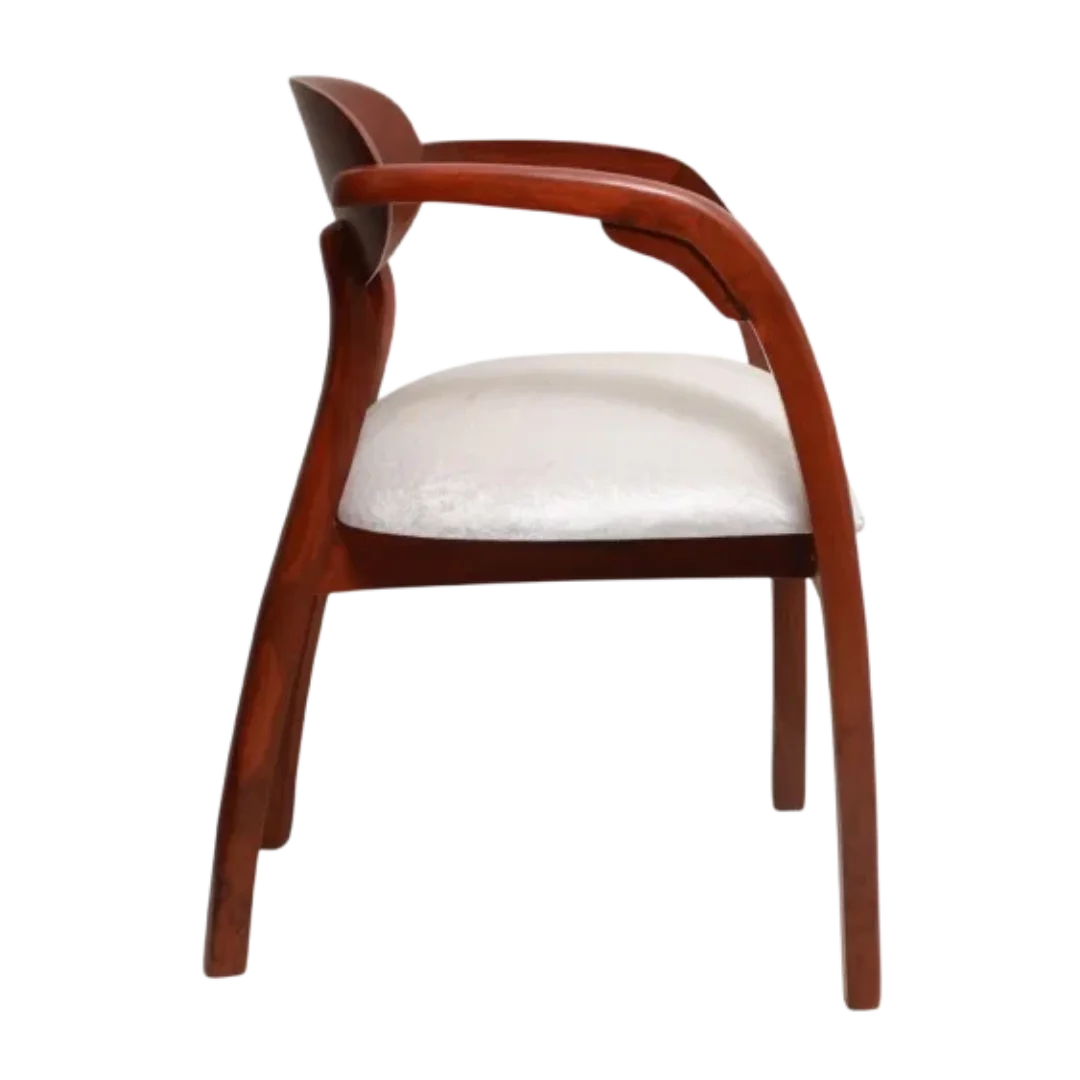 Side View of Abetos Teak Wood Arm Chairs (Brown Silver)