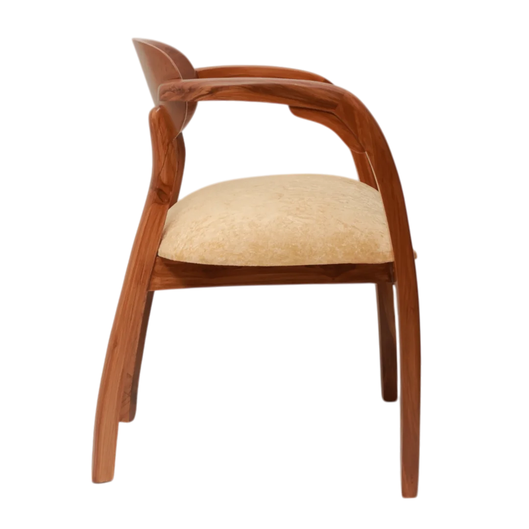 Side View of Abetos Teak Wood Arm Chairs (Teak Beige)