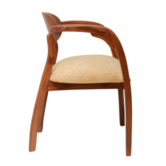 Side View of Abetos Teak Wood Arm Chairs (Teak Beige)