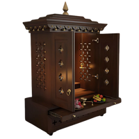 Side View Adhir Teak Wood Pooja Mandap with Opened Door (Wenge)