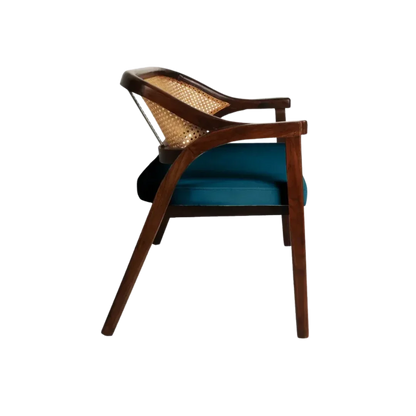 Side View of Arbor Solid Wood Love Sofa (Brown Blue)