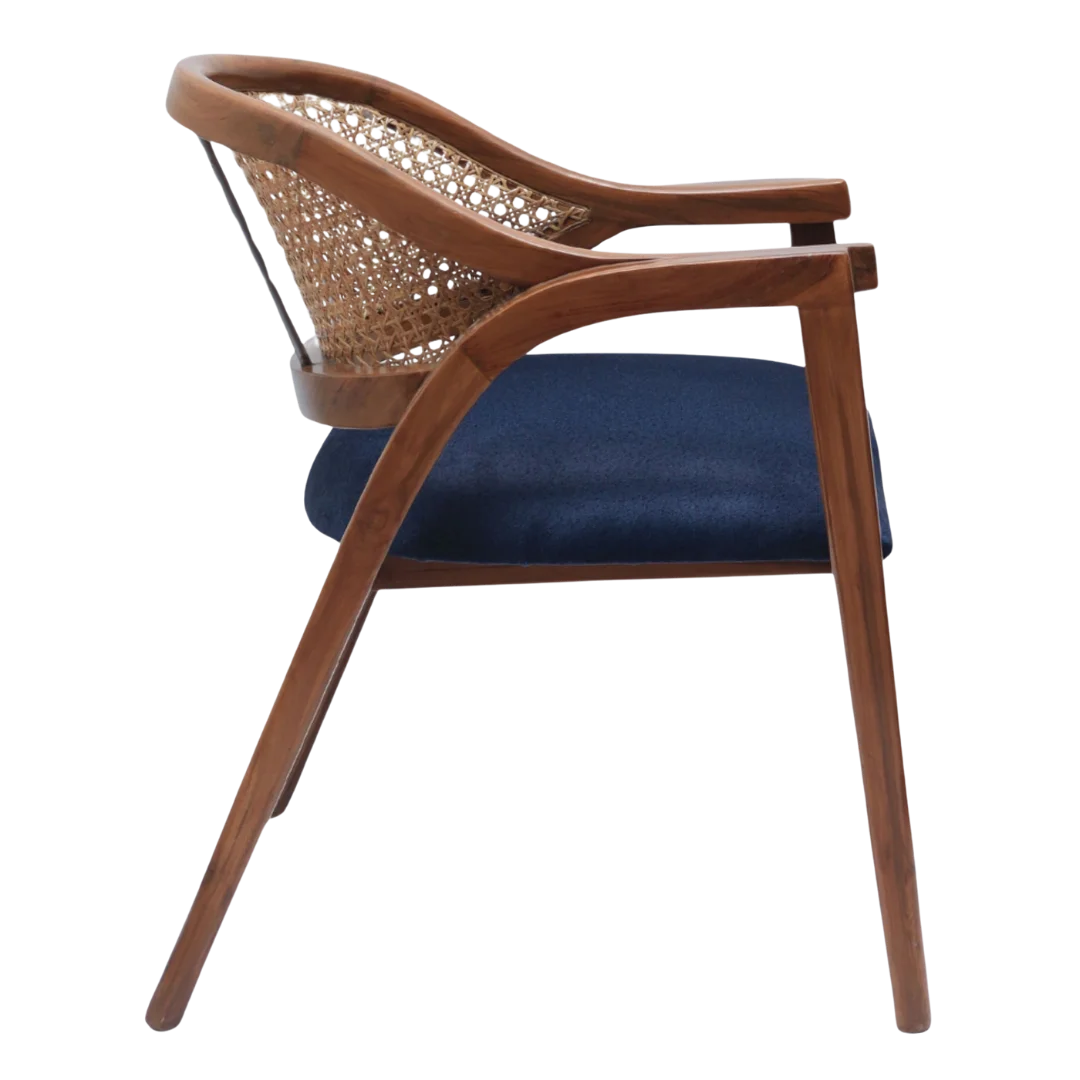 Side View of Arbor Teak Wood Arm Chairs (Teak Blue)