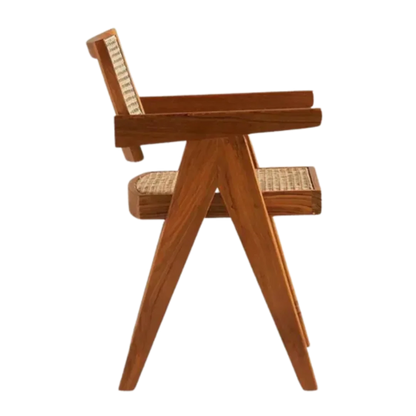 Side View of Avira Teak Wood Cane Chairs (Natural)