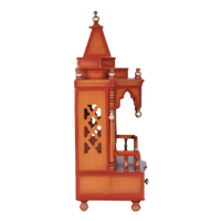 Side View of Brahma Shray Teak Wood Floor Rested Pooja Mandir (Teak Gold)