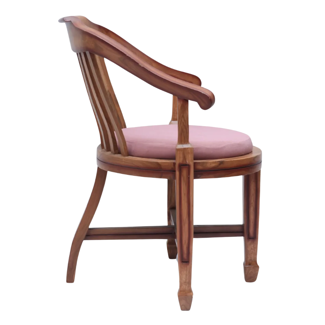 Side View of Canasto Teak Wood Arm Chairs (Teak Pink)