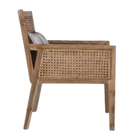 Side View of Coastal Teak Wood Lounge Chair (Antique white)