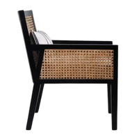 Side View of Coastal Teak Wood Lounge Chair (Black)