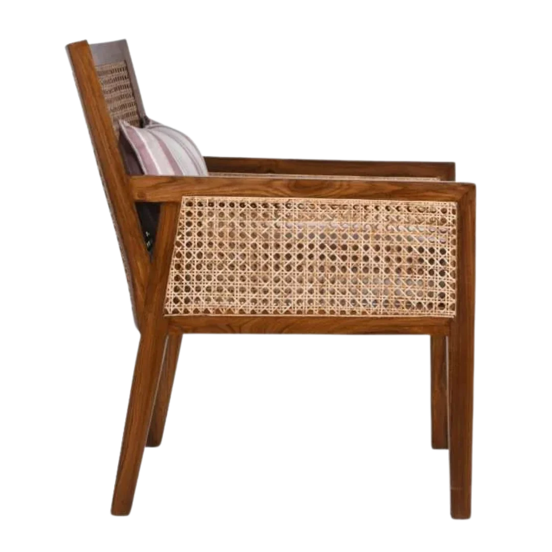 Side View of Coastal Teak Wood Lounge Chair (Teak)