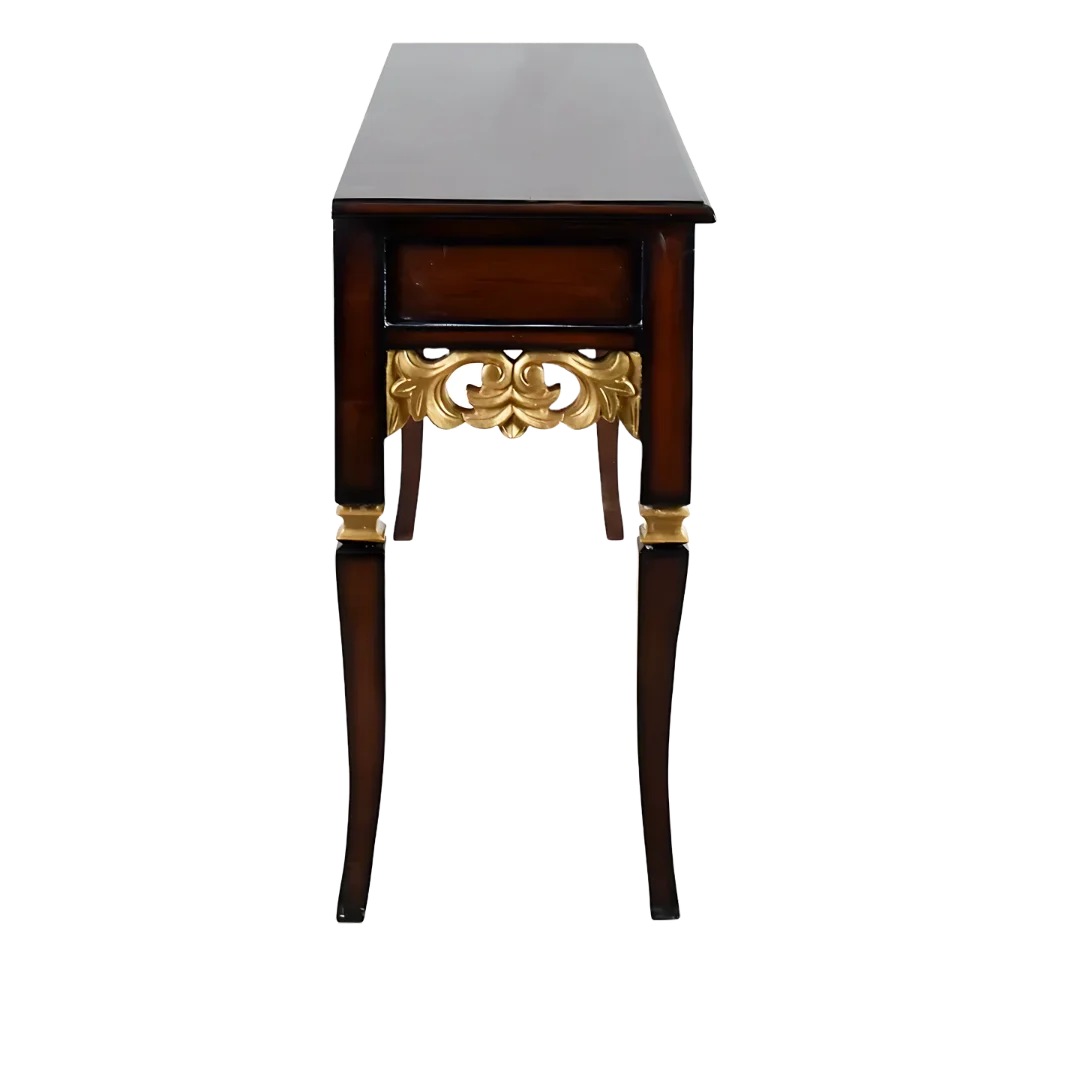 Side View of Dignify Solid Wood Console Table (Brown Gold)