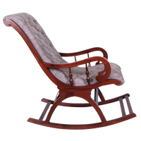 Side View of Kairo Teak Wood Fabric Rocking Chair (Brown Slate)
